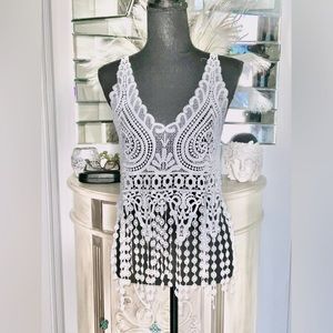 White Embroidery Lace with crystals XS-S